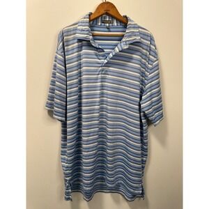 Peter Millar Summer Comfort Bandon Dunes Golf Polo Shirt Blue Striped Mens XL